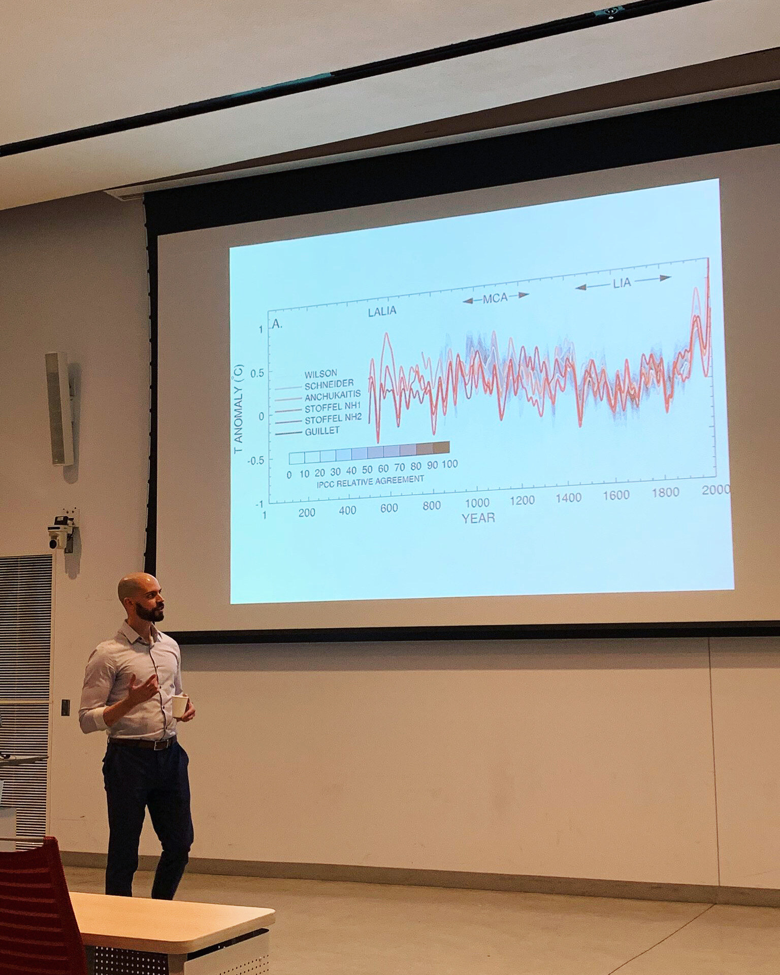 Dagomar Degroot presenting research on climate history