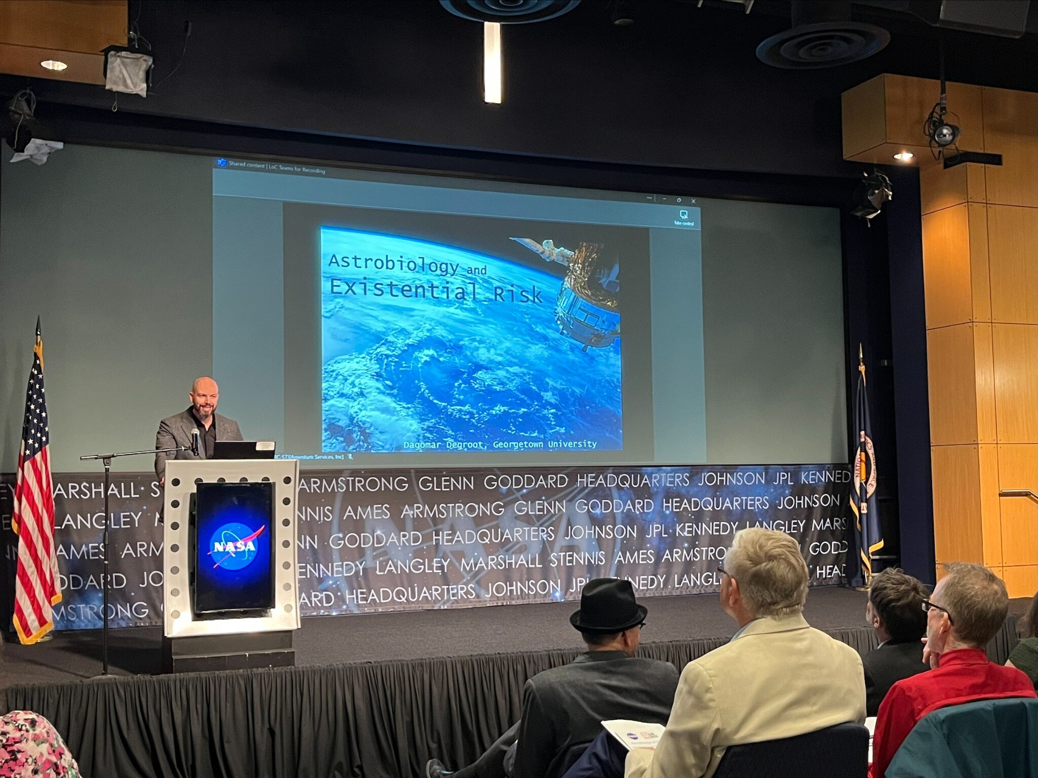 Dagomar Degroot giving a lecture at NASA Headquarters